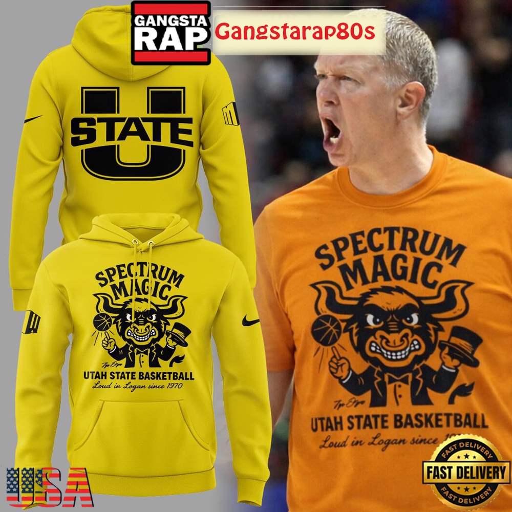 Utah State Basketball Spectrum Magic Yellow Special Edition T-Shirt Hoodie Or Zip-up Hoodie LN