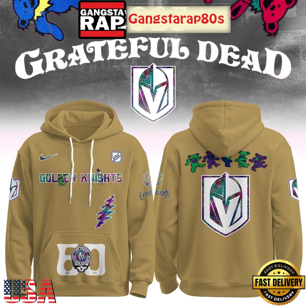 Vegas Golden Knights Grateful Dead 60 Years Special Edition All Over Print T-Shirt Hoodie Or Zip-up Hoodie LN
