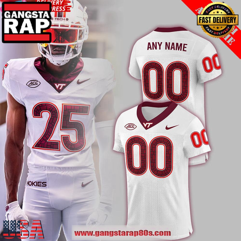 Virginia Tech Hokies Football NCAA 2025 White Personalized Football Jersey LN