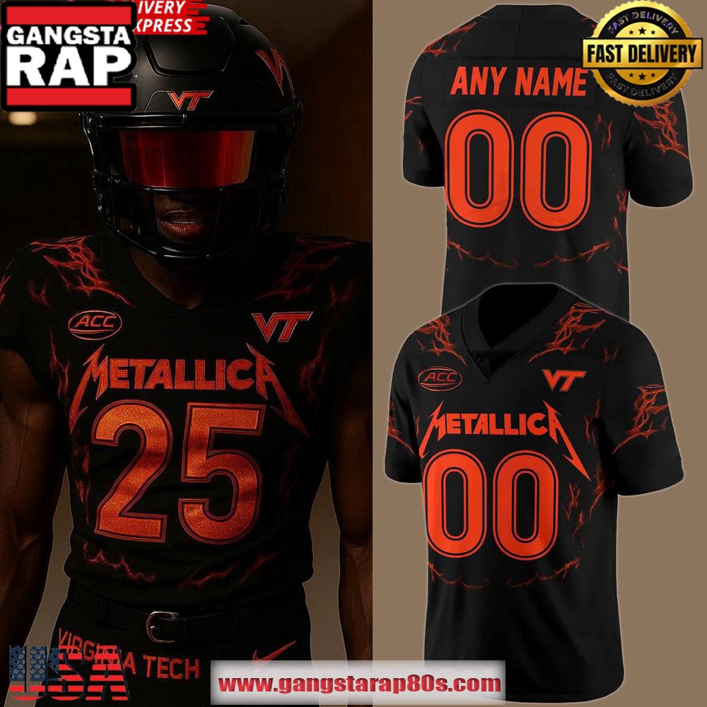 Virginia Tech Hokies x Metallica 2025 Personalized Football Jersey LN