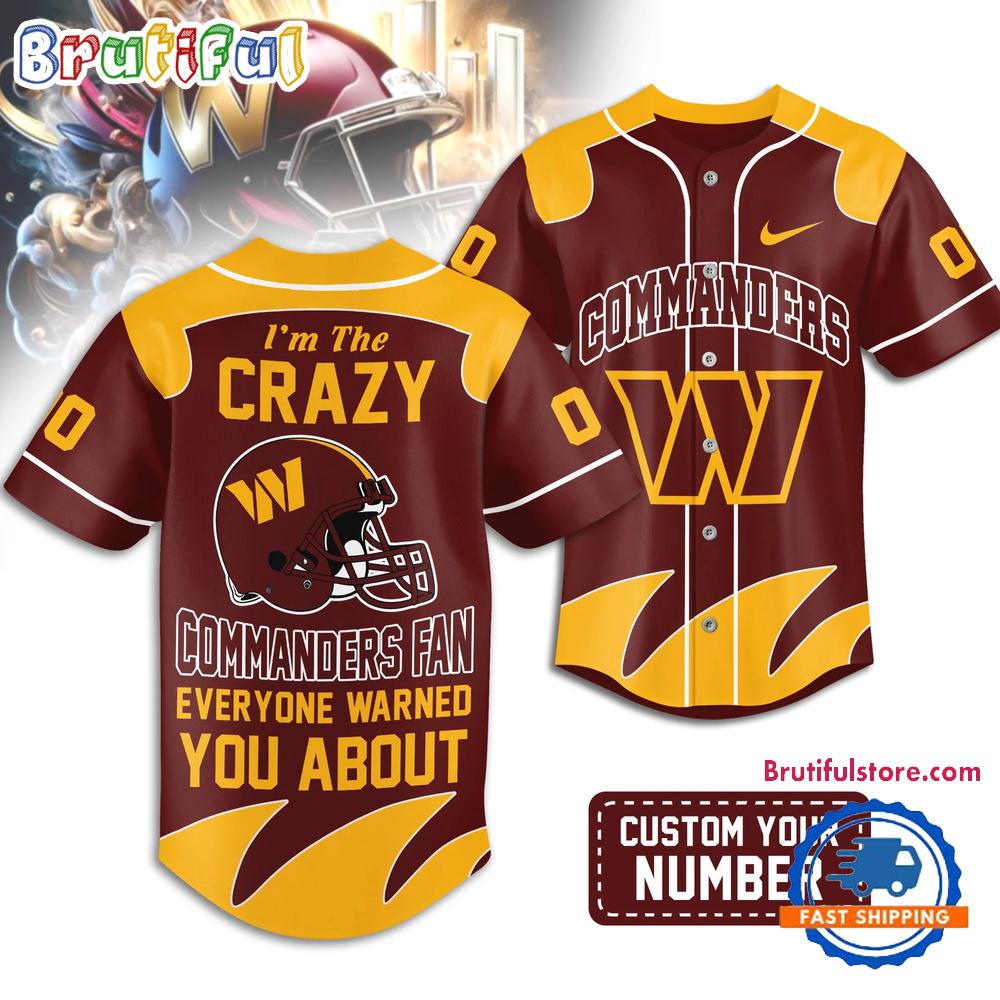 Washington Commanders 2026 NFL Crazy Football Fan Personalized HFN Baseball Jersey Shirt