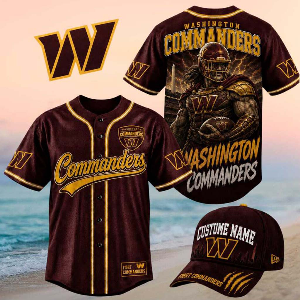 Washington Commanders Armored Mascot Stadium Graphic Baseball Jersey HG Commanders Merch Fan Gear