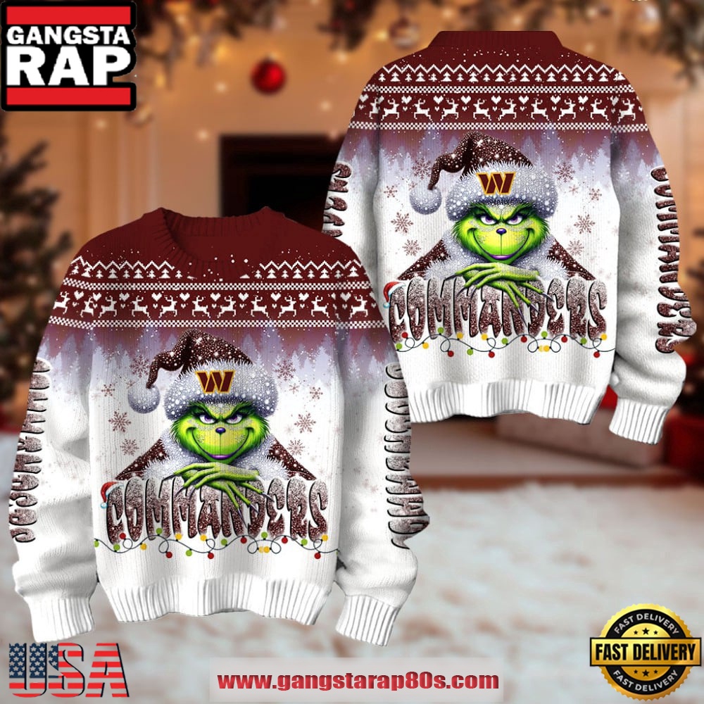 Washington Commanders NFL x The Grinch Edition Ugly Christmas Sweater LN