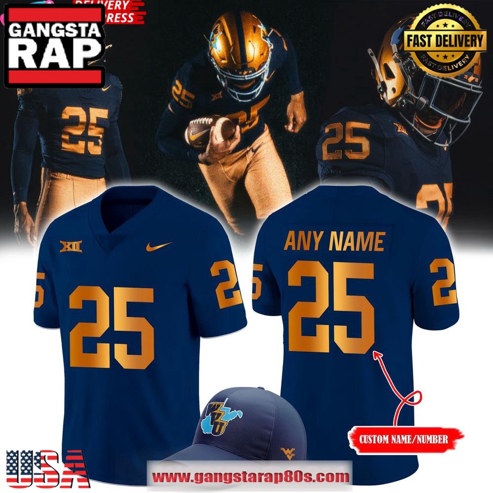 West Virginia Mountaineers Old Gold Throwback Special Personalized Football Jersey LN