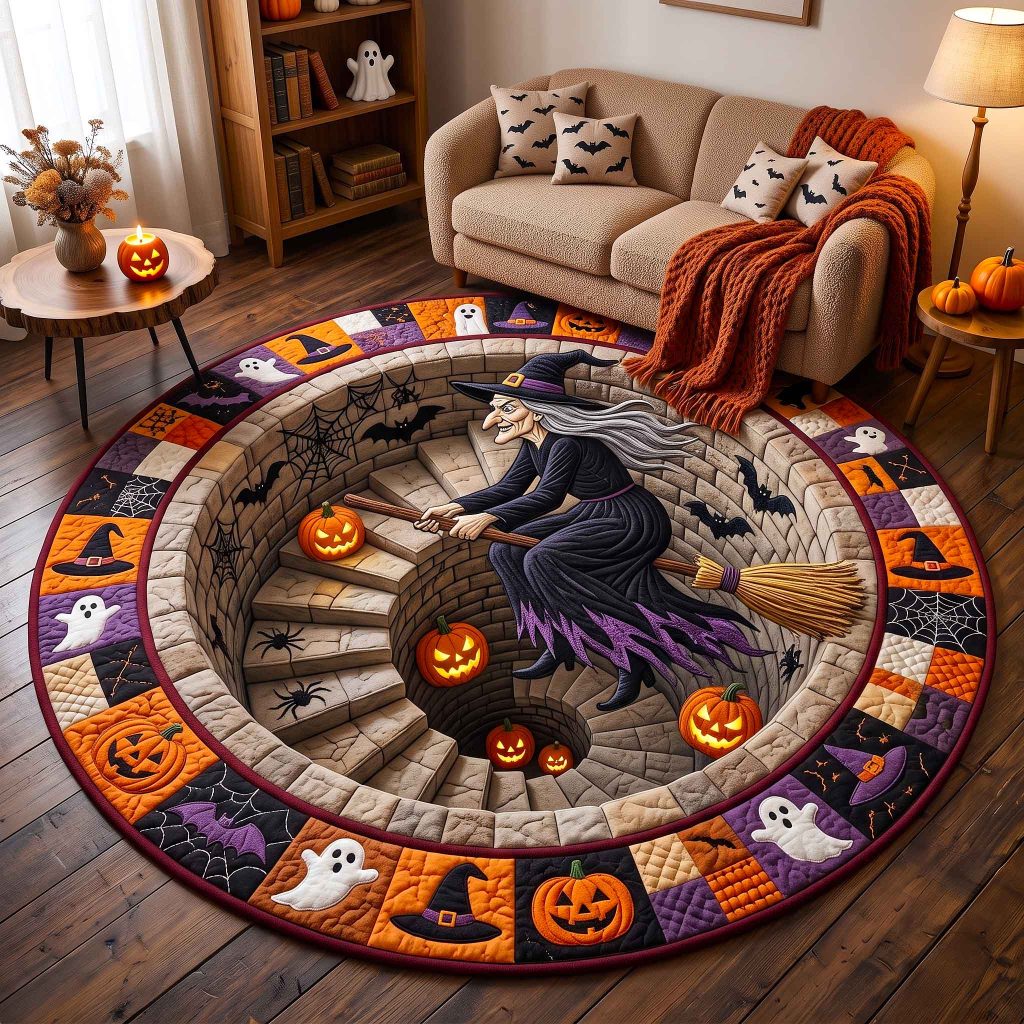 Wicked Witch Quilted Round Mat Gothic Horror Doormat Halloween Gift Ideas For Adults – HG