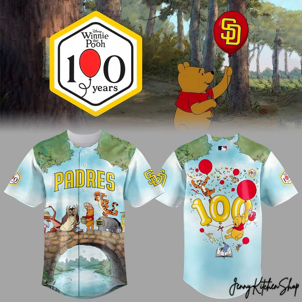 Winnie The Pooh x San Diego Padres 100 Years 2026 HFN Baseball Jersey