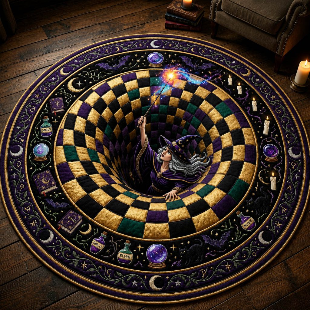 Witch Vortex Quilted Round Mat Haunted House Decor Witch Theme Gifts – HG