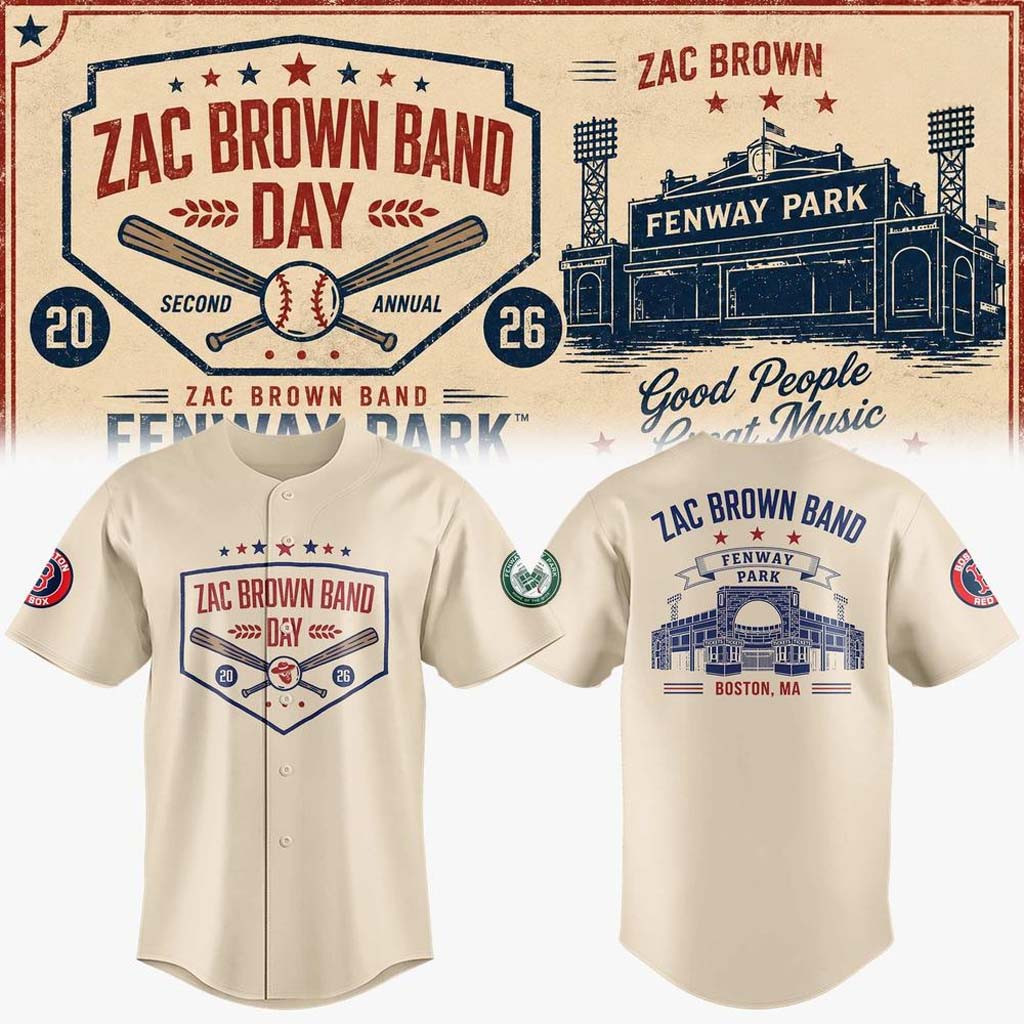 Zac Brown Band x Boston Red Sox Merch Love and Fear Tour 2026 Baseball Jersey HG Gifts For Fans – Joyoce
